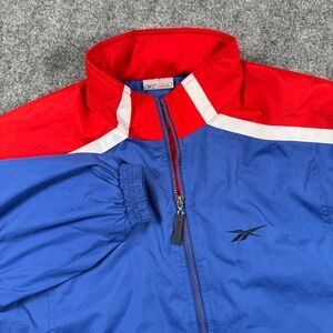 Vintage Reebok Track Jacket Full Zip Red Blue White Retro 90s Flaw Men's